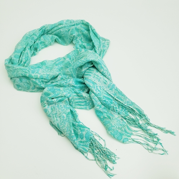 Lilly Pulitzer Accessories - Lilly Pulitzer Sheer Fish Tassel Wrap Scarf